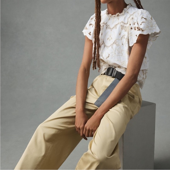 Anthropologie The Lainie High-Neck Lace Cutwork Blouse Size Medium - Picture 5 of 12